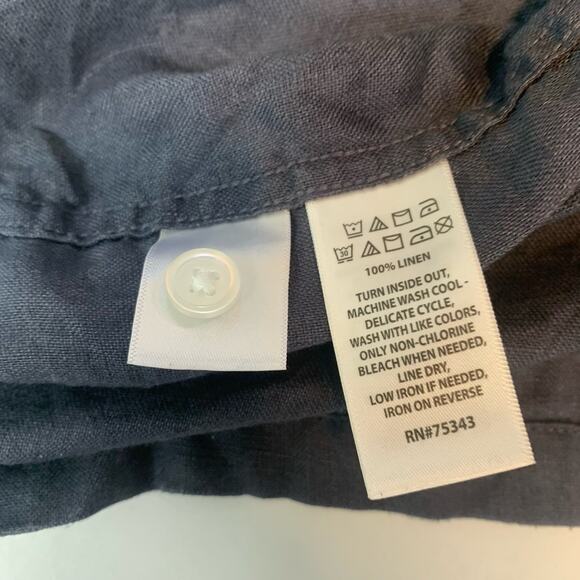 C&C California Shirt Mens Extra Large 100% Linen Button Up Beach Coastal Blue XL - Picture 7 of 7